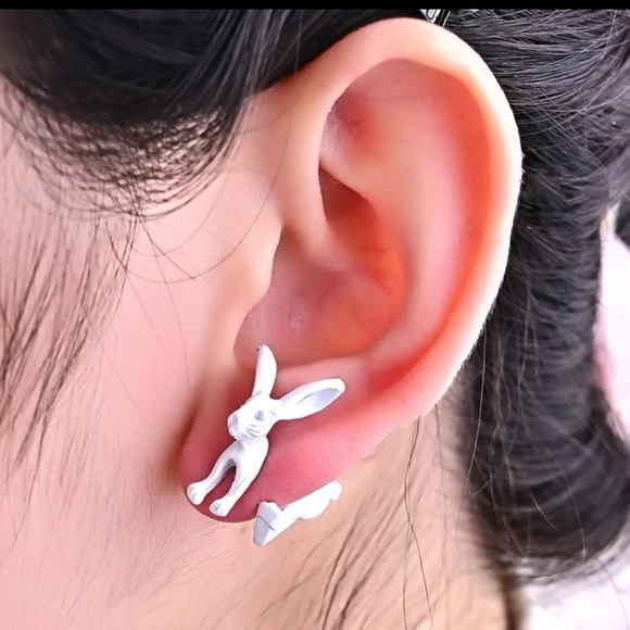 ๐ Cute bunny rabbit front and back stud jacket earrings ๐ฐ - Picture 8 of 10